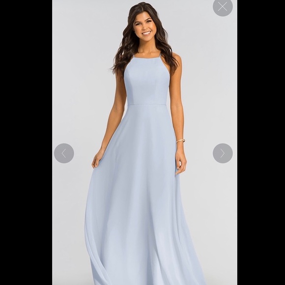 Kleinfeld bridesmaid open back dress in skyway - Picture 1 of 2